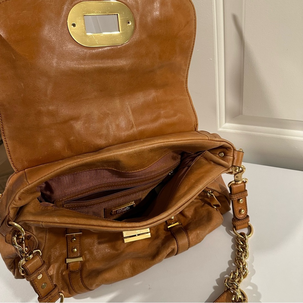 Badgley Mischka Janet Bag in Distressed Saddle Tan Leather with Dust Bag - Picture 10 of 16